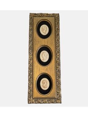 Vtg MCM Syroco Wood  Cameo Wall Plaque 17x6" Resin Wall Hanging Victorian theme